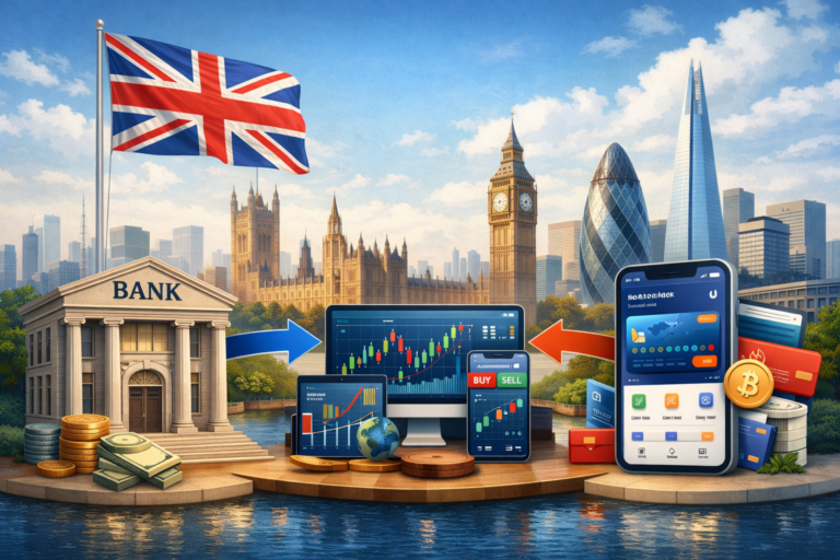 Brokers vs banks comparison for investing and money management in the UK