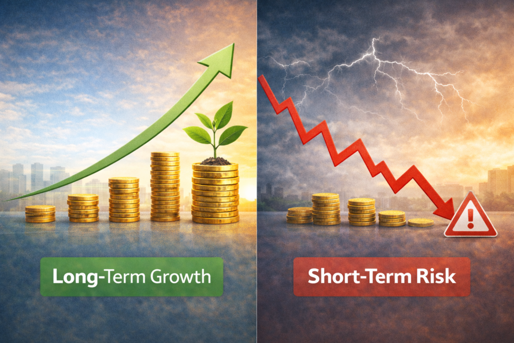 Investment risk compared with long-term investing growth for beginners