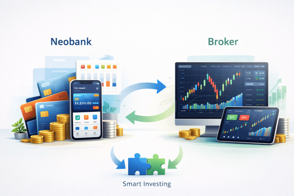 Daily banking and investing strategy with neobank and broker