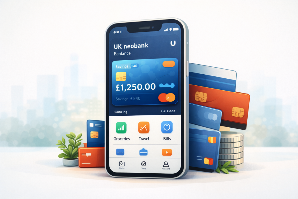 Digital neobank app for everyday banking in the UK